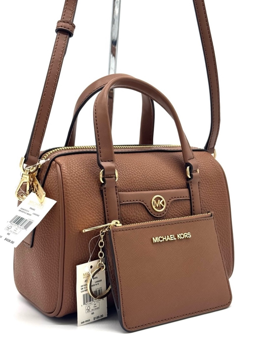 Michael Kors Small Travel Duffle Xbody Bag & Matching TZ Coinpouch Luggage